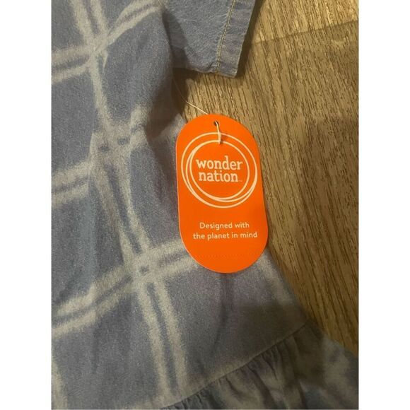 Wonder Nation XL Girls Dress Blue White Stripes Pockets New - Picture 3 of 6